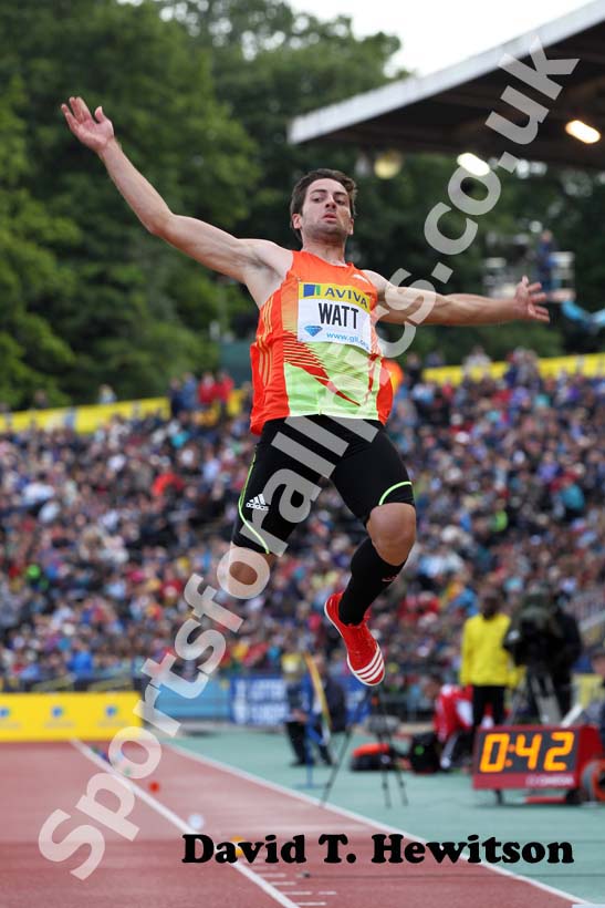 Mitchell Watt in the long jump, 2012 Samsung Diamond League, Crystal Palace, London.